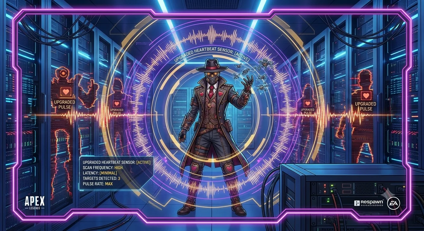 Seer's upgraded heartbeat sensor scanning enemies through walls in Apex Legends